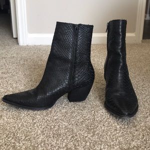 Black Matisse Snake Skin Booties